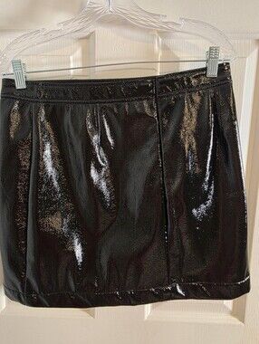Fashion Nova Shiny Black Patent Mini Skirt Size Large